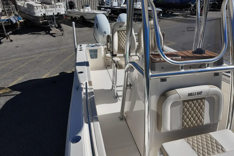 Slide: The Image of 2025 Bulls Bay 255 CC boat with sleek design and comfortable seating. - 12