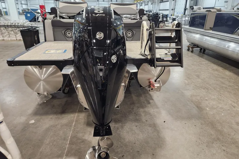 Slide: The Image of 2026 Tahoe Pontoon 23 LTZ Quad Lounge interior with plush seating and modern design. - 15