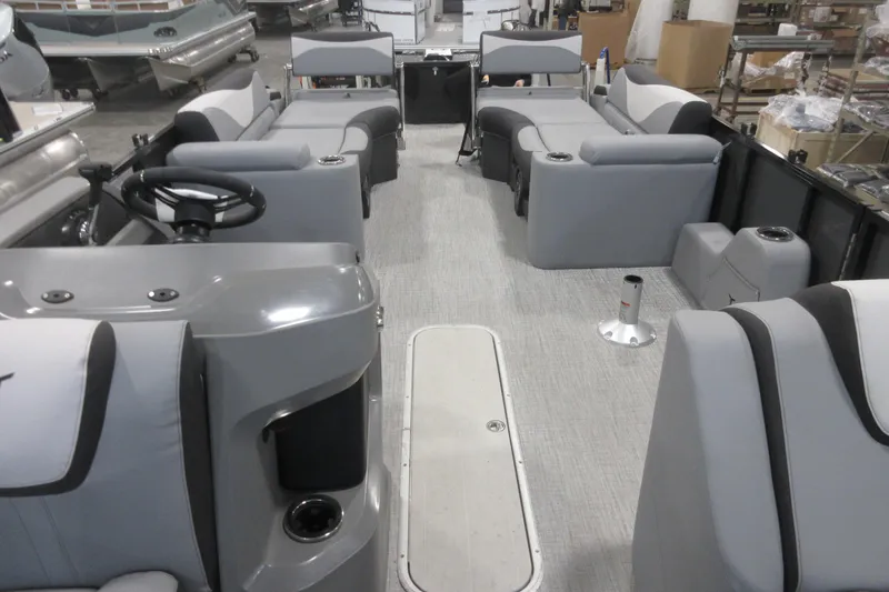 Slide: The Image of 2026 Tahoe Pontoon 23 LTZ Quad Lounge interior with spacious seating and modern design. - 91