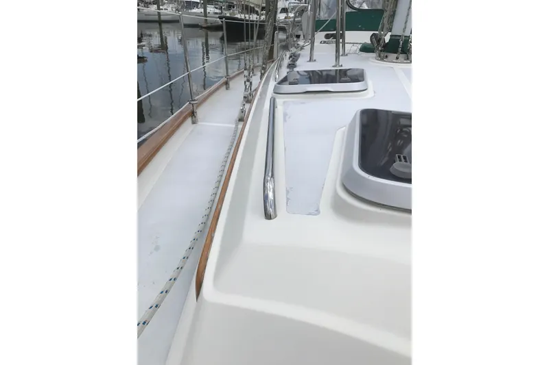 Slide: The Image of Sailboat deck view, Passport 456 model, 1999, docked in marina. - 45