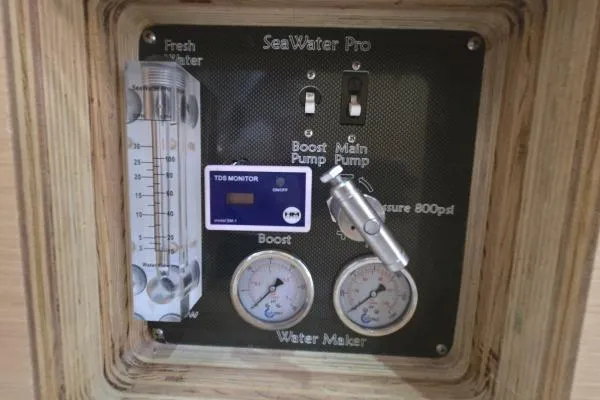 Slide: The Image of Control panel of SeaWater Pro water maker on 2011 Lagoon 400 yacht. - 27