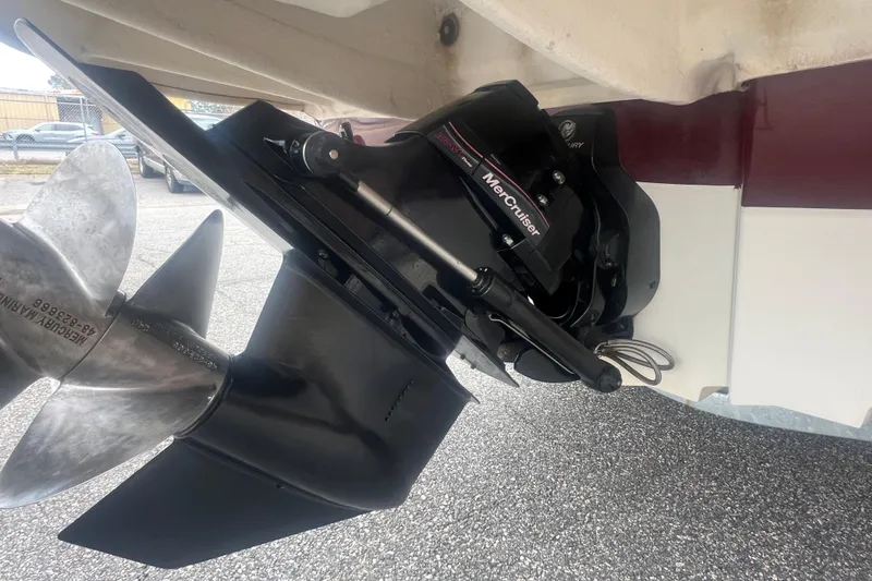 Slide: The Image of Close-up of a 2006 Sea Ray 240 Sundeck boat propeller and drive system. - 9