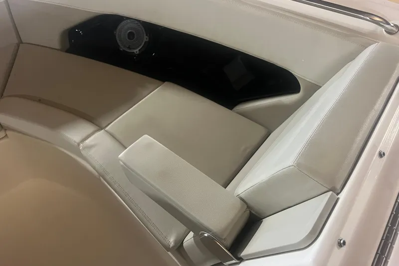 Slide: The Image of 2023 Boston Whaler 280 Vantage interior seating with speaker detail. - 29