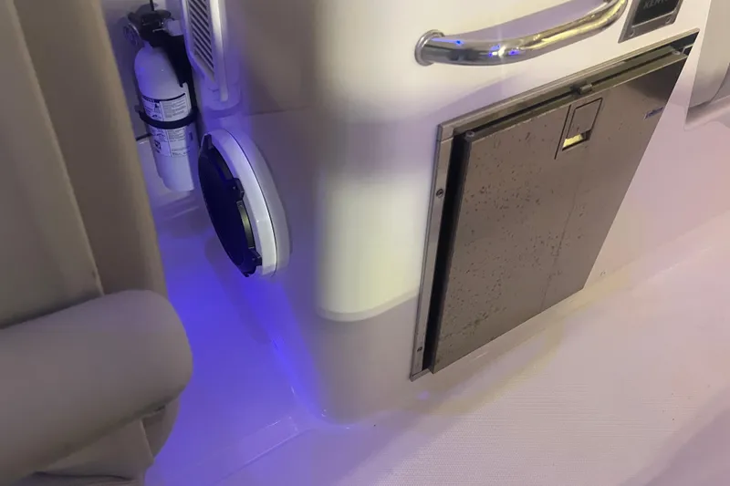 Slide: The Image of Interior of 2023 Boston Whaler 280 Vantage boat with safety equipment. - 38