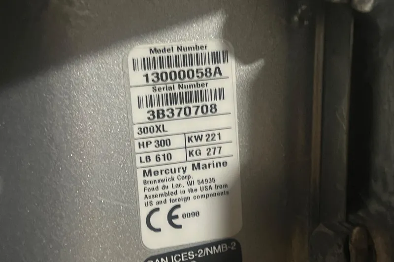 Slide: The Image of Label on a 2023 Boston Whaler 280 Vantage, featuring Mercury Marine engine details. - 52