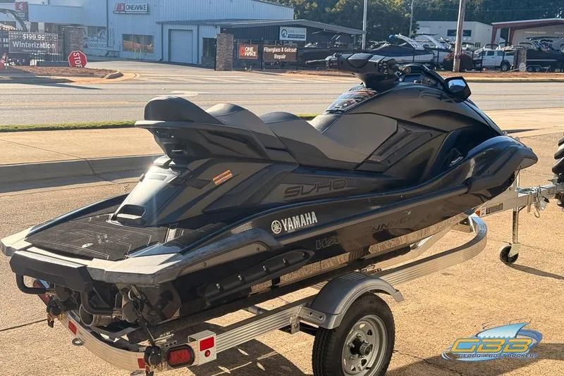 Slide: The Image of 2021 Yamaha WaveRunner FX SVHO on trailer, parked outdoors in a commercial area. - 4