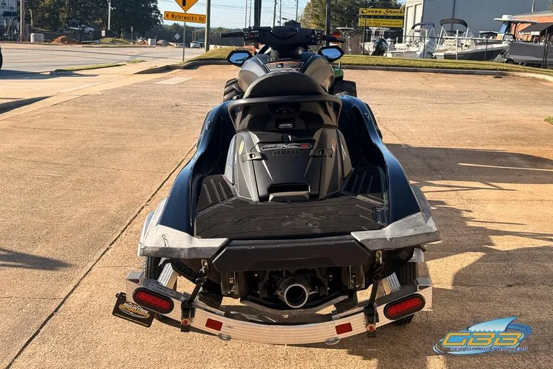 Slide: The Image of 2021 Yamaha WaveRunner FX SVHO on trailer, rear view in outdoor setting. - 5