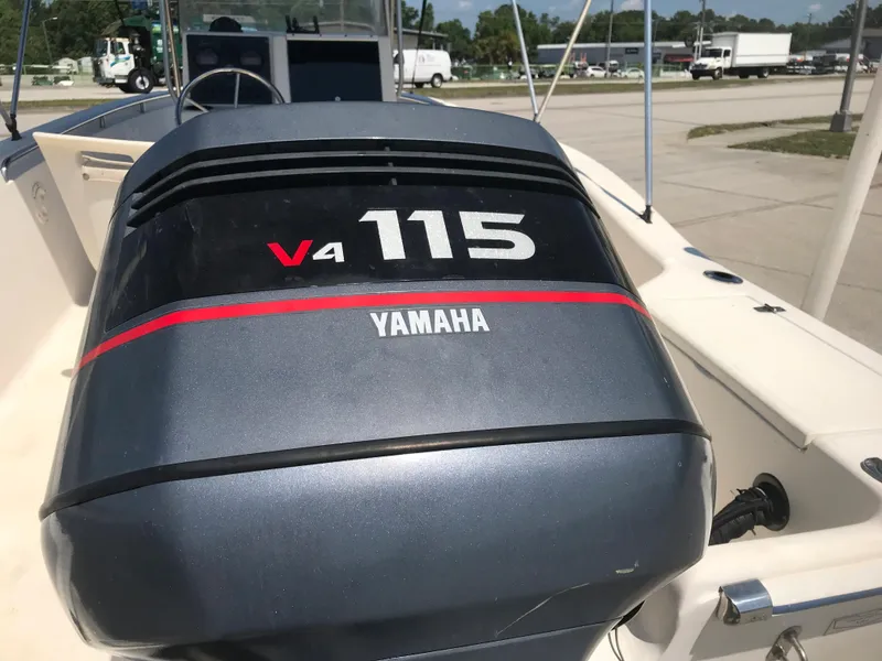 Slide: The Image of Yamaha V4 115 outboard motor on 2001 Scout 185 Sportfish. - 11