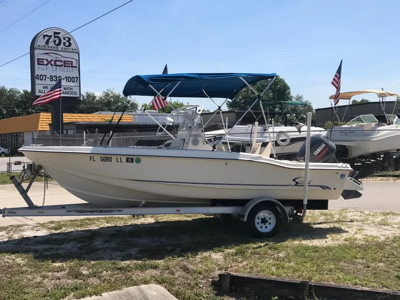 Slide: The Image of 2001 Scout 185 Sportfish boat on trailer at Excel Marine. - 5