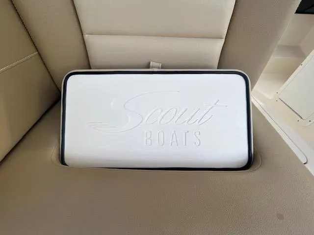 Slide: The Image of Scout 255 Dorado 2019 seat cushion with logo. - 17