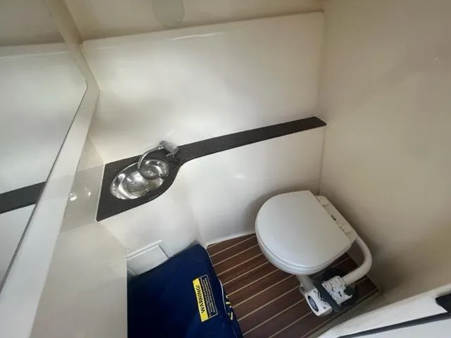 Slide: The Image of Interior of 2019 Scout 255 Dorado with toilet and sink. - 4