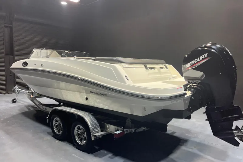 Slide: The Image of 2022 Bayliner VR6 Bowrider OB on trailer with Mercury outboard motor. - 3