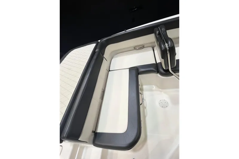 Slide: The Image of 2022 Bayliner VR6 Bowrider OB interior seating detail, featuring sleek design and modern upholstery. - 6