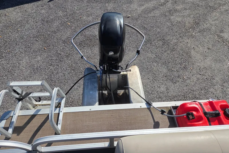 Slide: The Image of 2021 Sun Tracker Bass Buggy 16 XL pontoon boat with motor and fuel tank. - 11