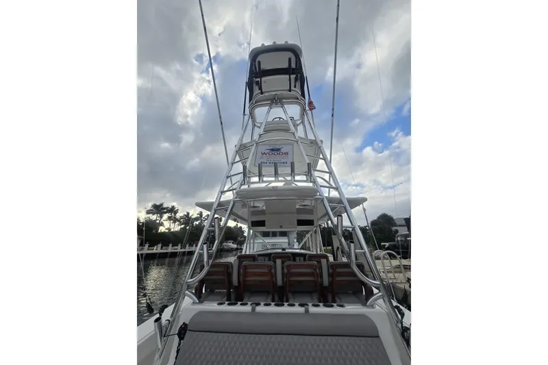 Slide: The Image of 2021 Valhalla Boatworks V-46 with four powerful outboard engines on water. - 37