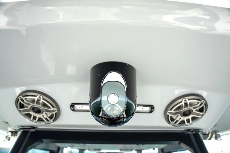 Slide: The Image of 2024 Freeman 28 boat roof with speakers and camera system. - 19