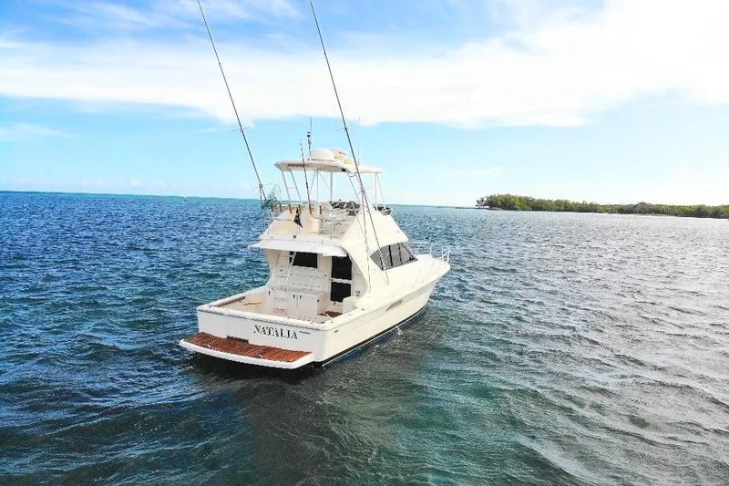 Slide: The Image of 1999 Wellcraft 400 Coastal yacht on open water, clear sky, distant shoreline. - 16