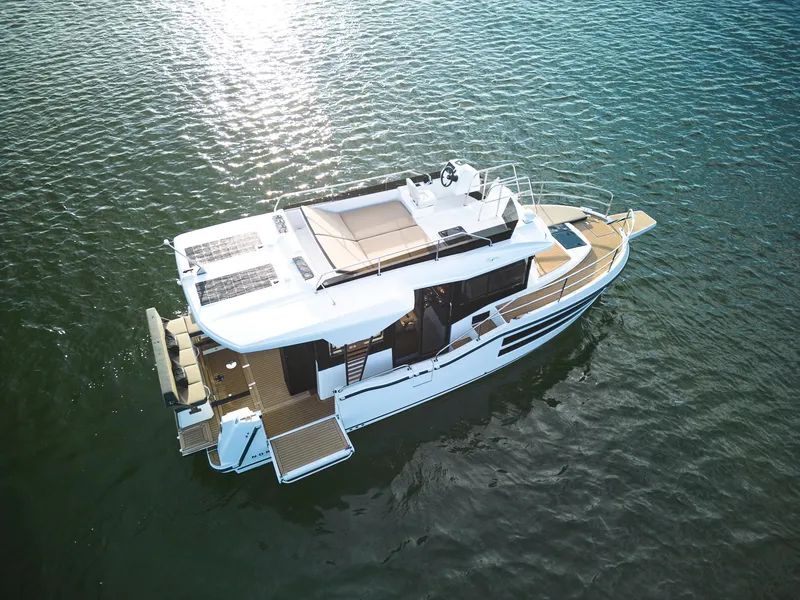 Slide: The Image of Aerial view of 2025 Northman 1050 yacht on calm water. - 10