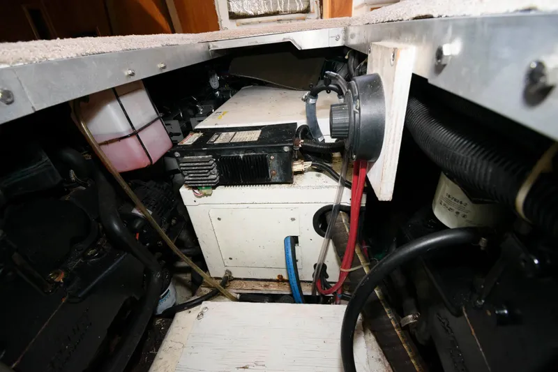 Slide: The Image of Engine room of Carver 356 Aft Cabin Motor Yacht, year 2000. - 23