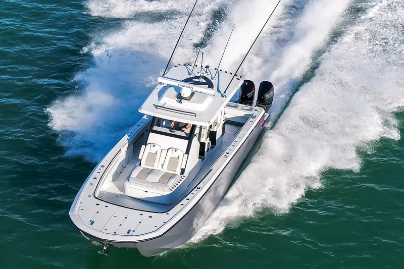 Slide: The Image of 2026 Barker Boatworks 40HPC cruising swiftly on open water. - 18