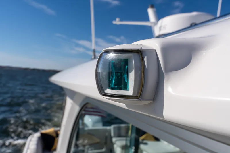 Slide: The Image of Close-up of 2023 Back Cove 340 boat's navigation light on a sunny day. - 81