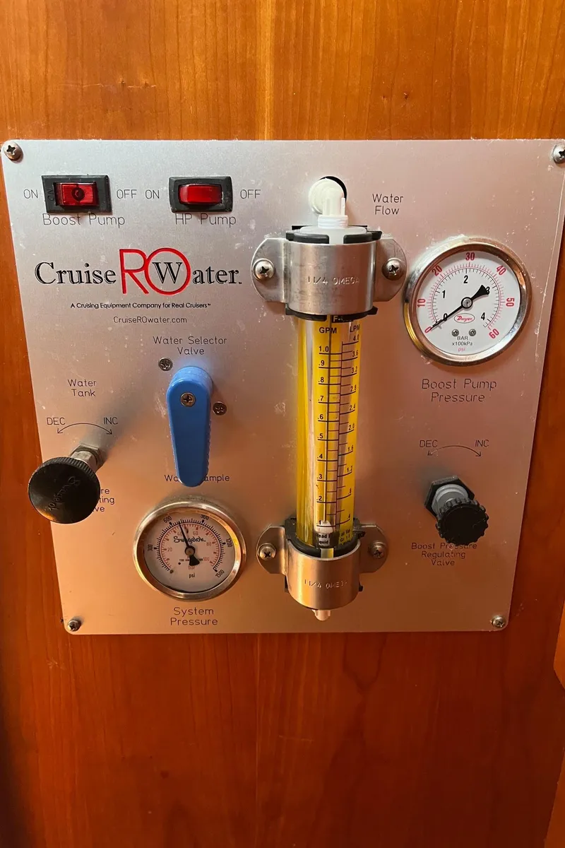 Slide: The Image of Cruise RO Water control panel on 1996 Gozzard 44 AC yacht. - 24