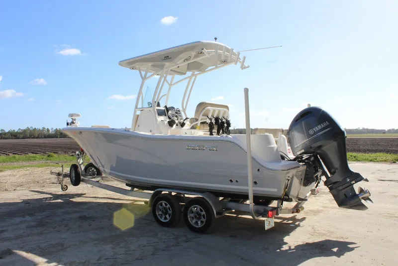 Slide: The Image of 2018 Sea Fox 226 Commander boat on trailer with Yamaha outboard motor. - 5