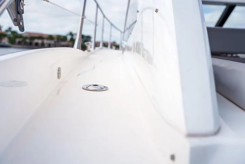 Slide: The Image of Luxurious bathroom in 2013 Sunseeker Portafino yacht with marble countertop and modern fixtures. - 33