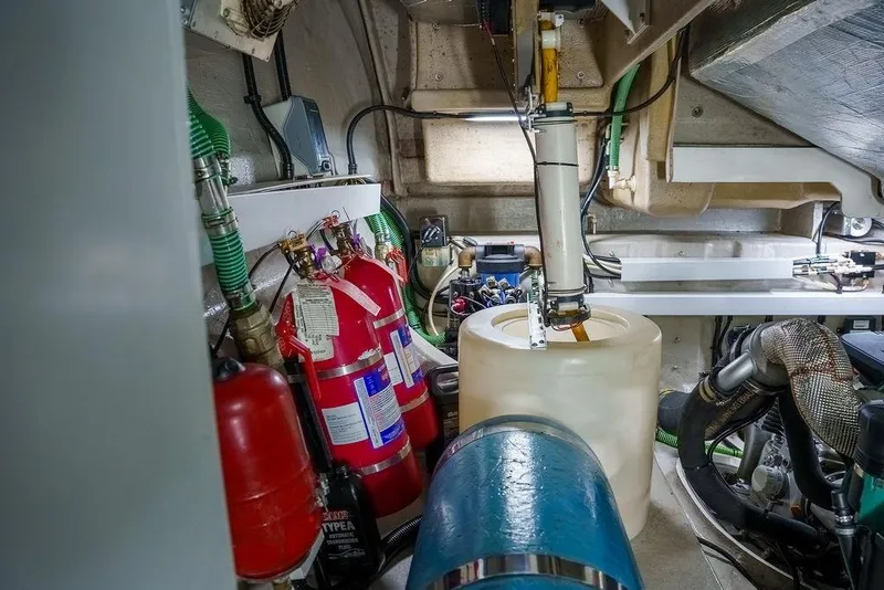 Slide: The Image of Engine room of 2013 Sunseeker Portafino with Volvo Penta IPS 600 engines. - 73