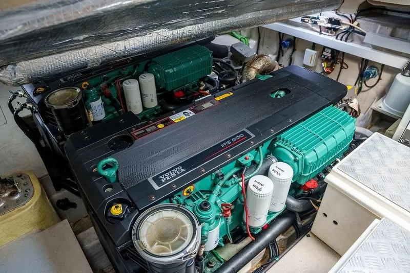 Slide: The Image of Engine room of 2013 Sunseeker Portafino yacht with Cummins Onan generator and IPS 600 engine. - 74