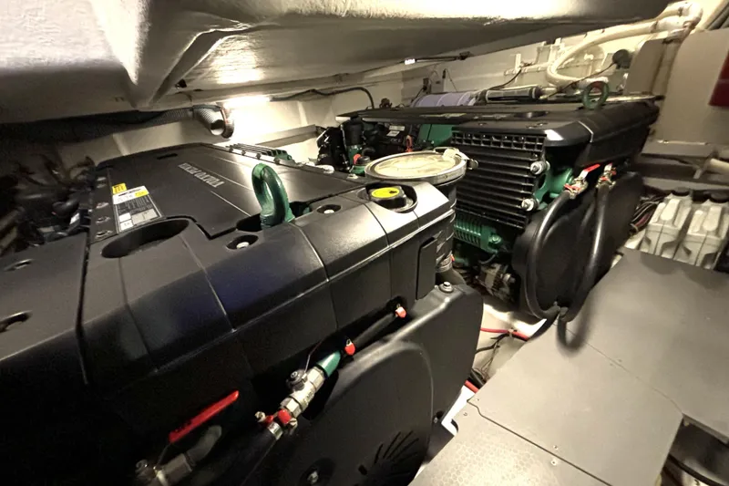Slide: The Image of Engine room of 2015 Beneteau Gran Turismo 49 yacht, featuring Volvo Penta engines. - 22