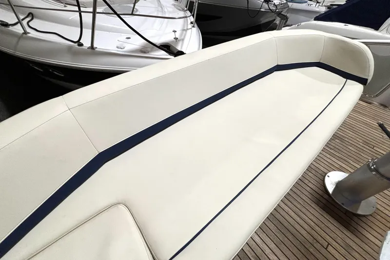 Slide: The Image of White seating area on 2015 Beneteau Gran Turismo 49 yacht deck. - 5