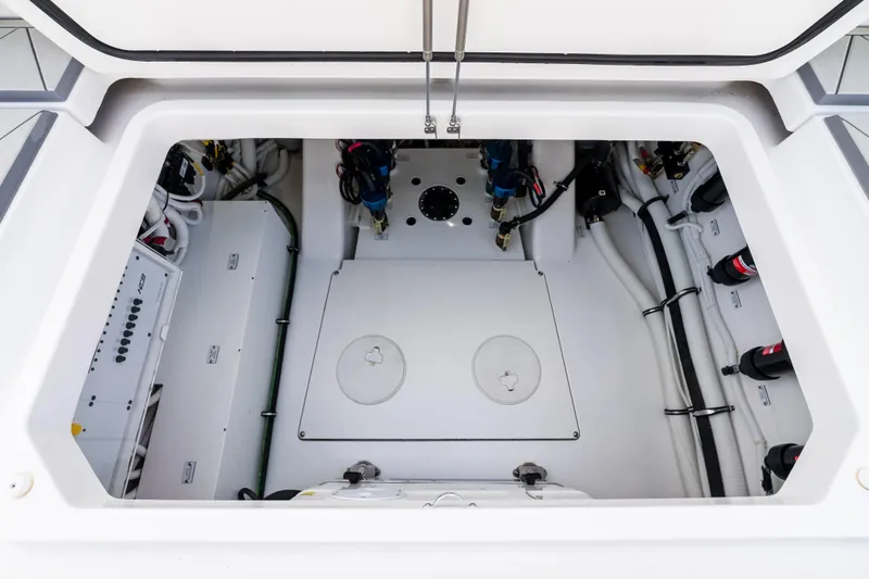 Slide: The Image of Engine compartment of 2025 HCB 56 Suenos GIX, showcasing advanced marine engineering. - 10