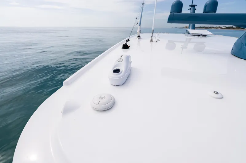 Slide: The Image of 2025 HCB 56 Suenos GIX boat deck on calm ocean waters. - 17