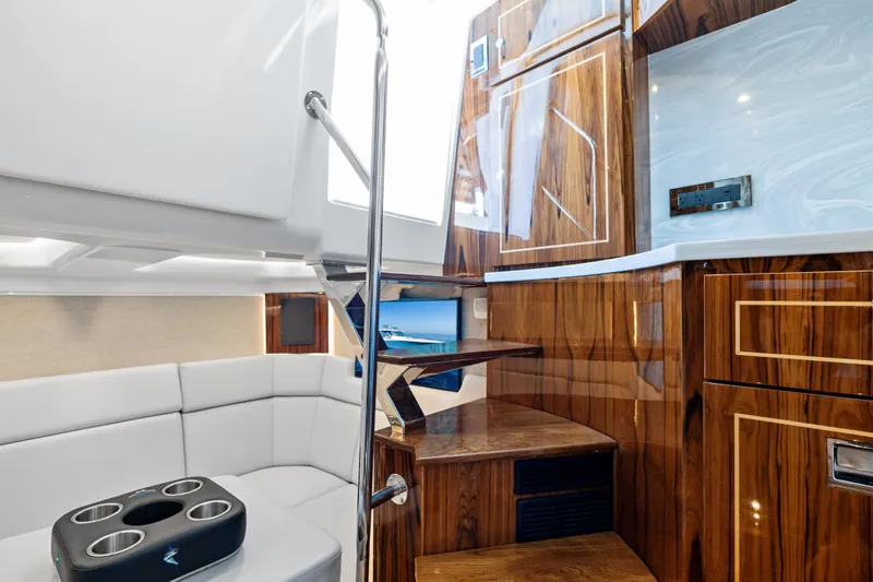 Slide: The Image of Luxurious interior of 2025 HCB 56 Suenos GIX yacht with elegant wood finishes. - 41