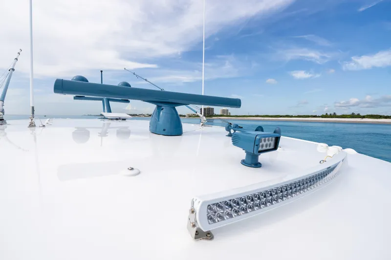 Slide: The Image of 2025 HCB 56 Suenos GIX yacht deck with radar and lights, ocean view. - 50