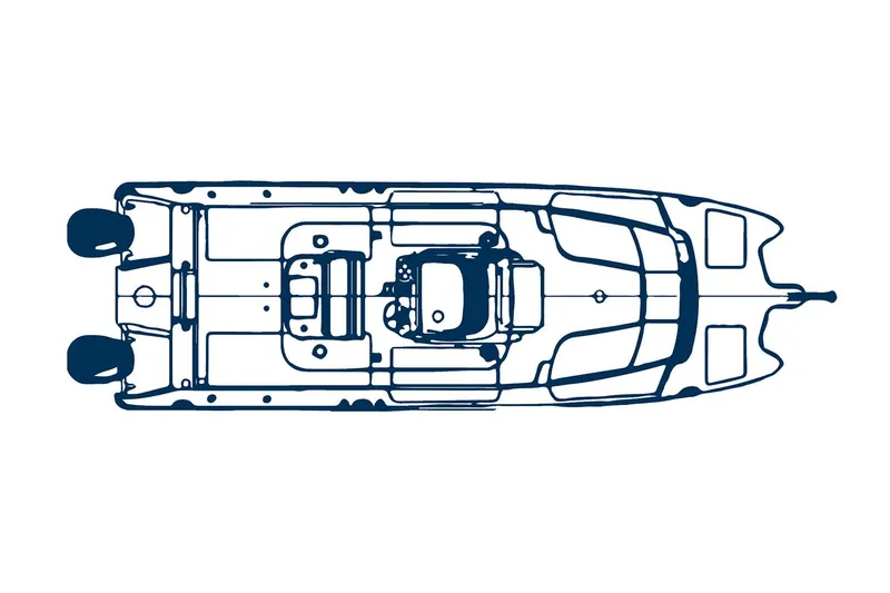 Slide: The Image of Manufacturer Provided Image: Top view blueprint of 2026 World Cat 295 CC boat design. - 11