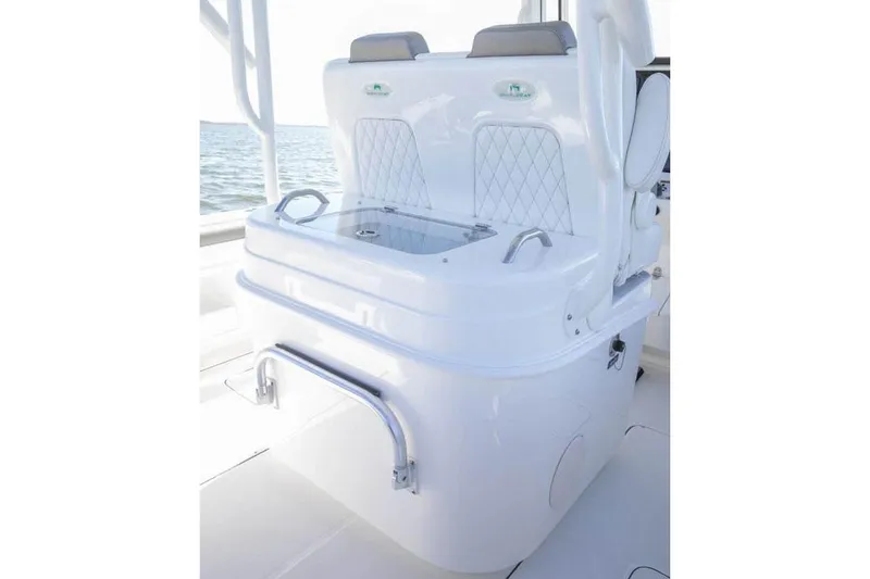 Slide: The Image of Manufacturer Provided Image: 2026 World Cat 295 CC boat interior with dual seats and storage compartment. - 7