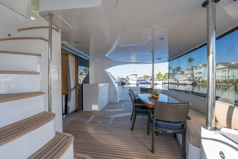 Slide: The Image of Luxurious 2016 Horizon PC52 yacht deck with elegant seating and waterfront view. - 39