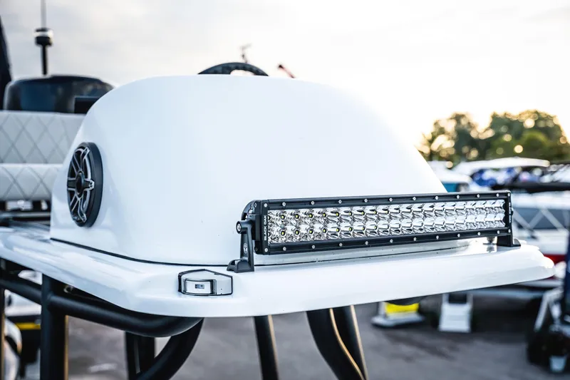 Slide: The Image of 2026 Barker Boatworks 26 Open console with LED light bar and speaker. - 23