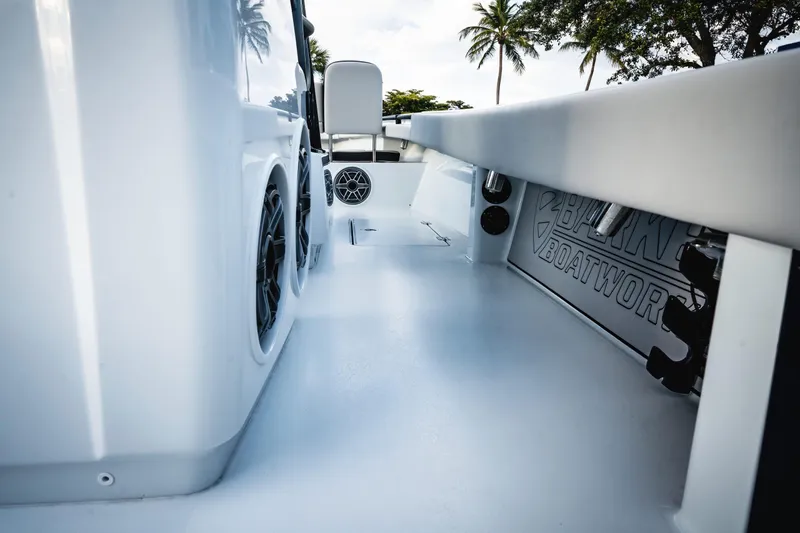 Slide: The Image of 2026 Barker Boatworks 26 Open interior with sleek design and modern features. - 18