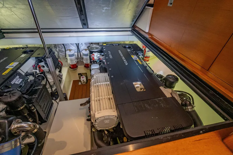 Slide: The Image of Engine room of 2020 Palm Beach Motor Yachts PB50, featuring Volvo Penta IPS 800 engine. - 45