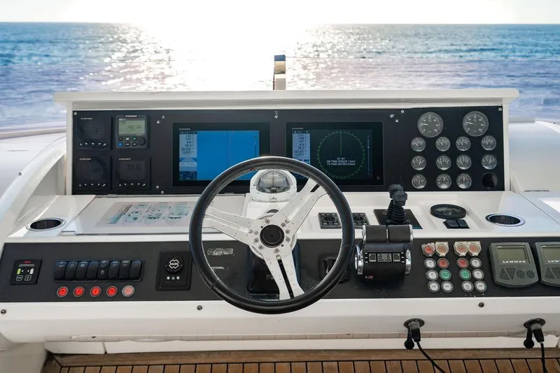Slide: The Image of Control panel of a 2010 Princess 95 Motor Yacht with ocean view. - 122