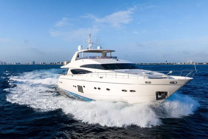 Slide: The Image of Luxurious 2010 Princess 95 Motor Yacht cruising on open water. - 22