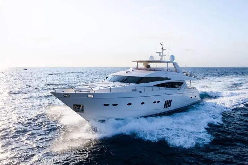 Slide: The Image of 2010 Princess 95 Motor Yacht cruising on open sea. - 24
