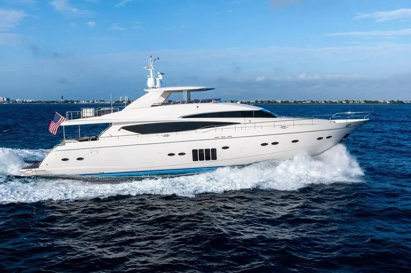 Slide: The Image of Luxurious 2010 Princess 95 Motor Yacht cruising on open water. - 30