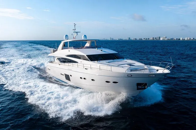 Slide: The Image of Luxurious 2010 Princess 95 Motor Yacht cruising on open sea. - 34