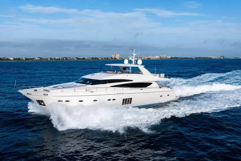 Slide: The Image of Luxurious 2010 Princess 95 Motor Yacht cruising on open blue waters. - 45