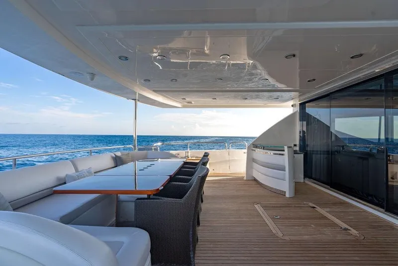 Slide: The Image of Luxurious deck of 2010 Princess 95 Motor Yacht with ocean view. - 97