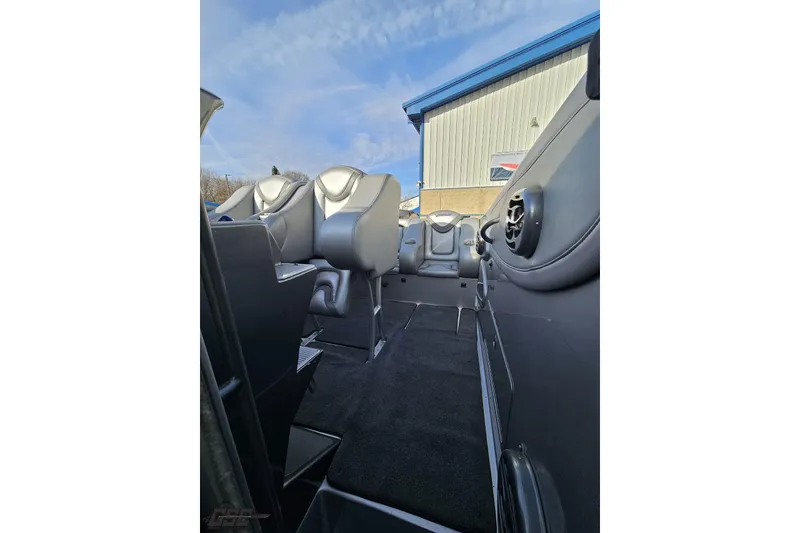 Slide: The Image of Interior of 2007 Hustler 41 Razor boat with sleek seating and modern design. - 94